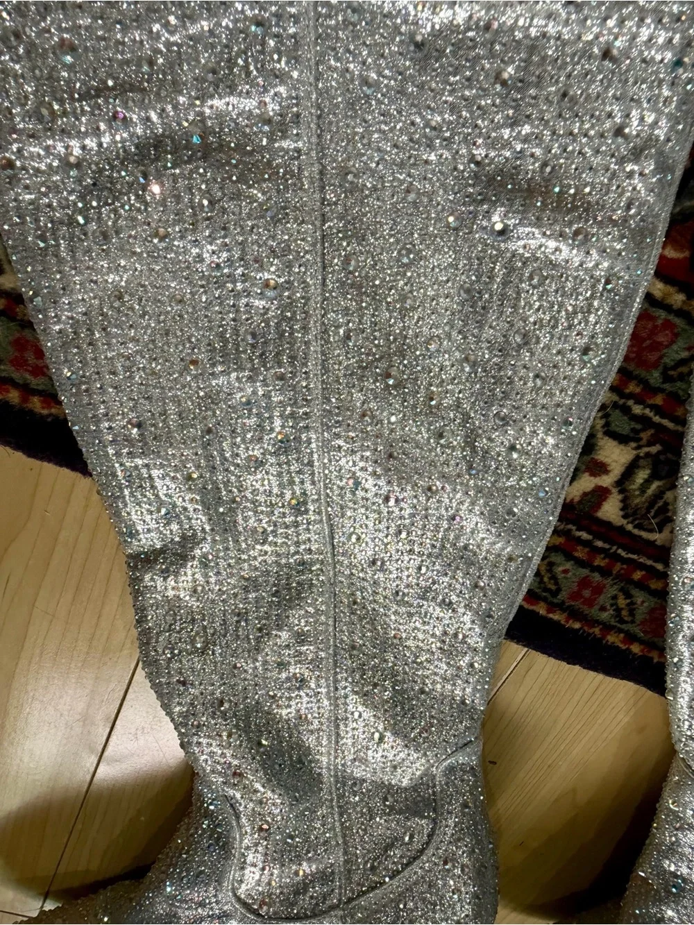 SHEIN SILVER GLITTERY WESTERN COWBOY BOOTS SIZE 8’5